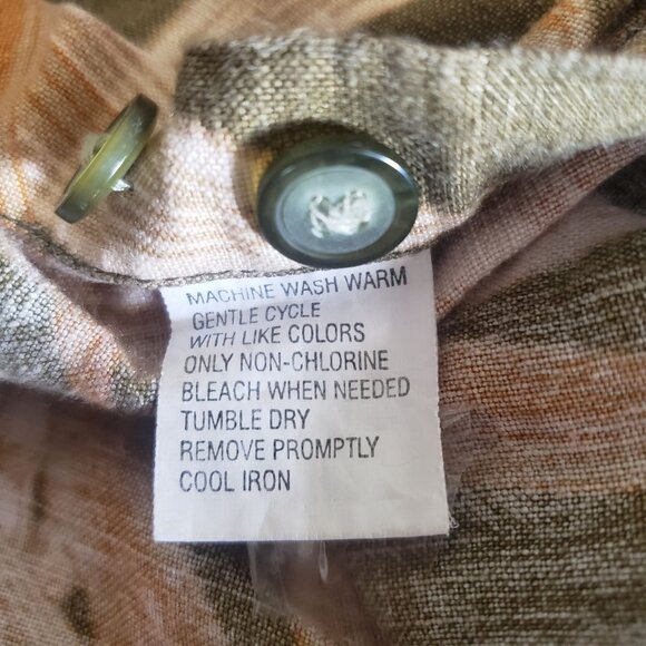 IZOD Mens Short Sleeve‎ Button Down Hawaiian Shirt size L Linen Blend Resort - Picture 5 of 7